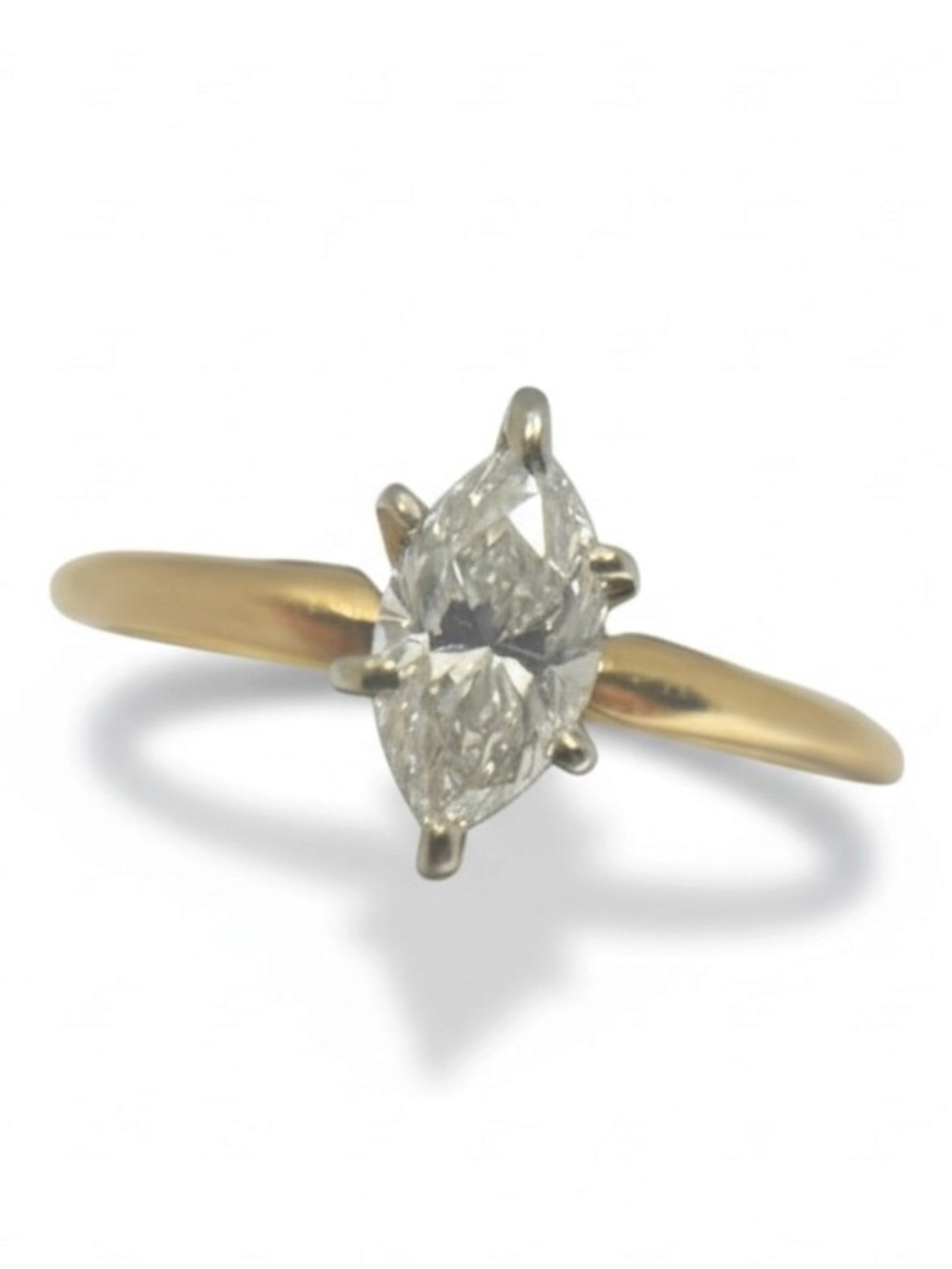 Vintage: .5 CT Marquise Diamond Solitaire Engagement Ring 𦹠14K Yellow Gold 𦹠5 - Picture 3 of 16